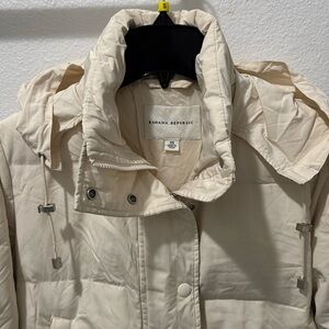 NEW BANANA REPUBLIC Womens Hooded Down  Jacket Off White Med Size XS